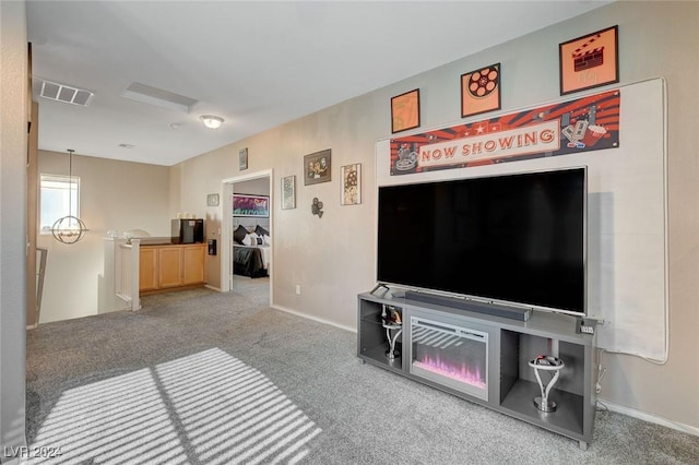 living room with carpet flooring