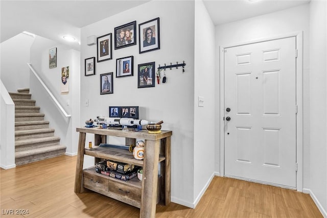 foyer featuring wood-type flooring