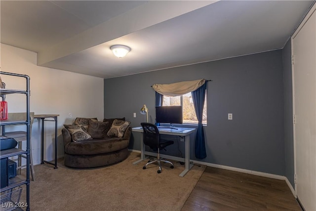 office area featuring dark wood-type flooring