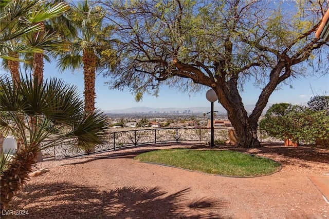 view of yard featuring a mountain view