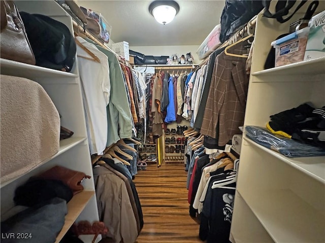 walk in closet featuring hardwood / wood-style flooring