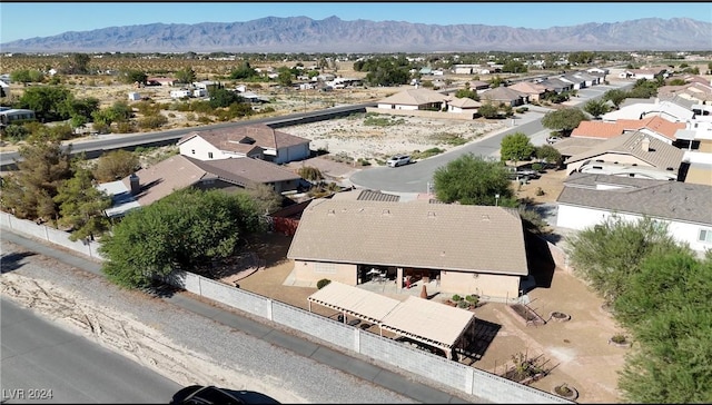 drone / aerial view featuring a mountain view