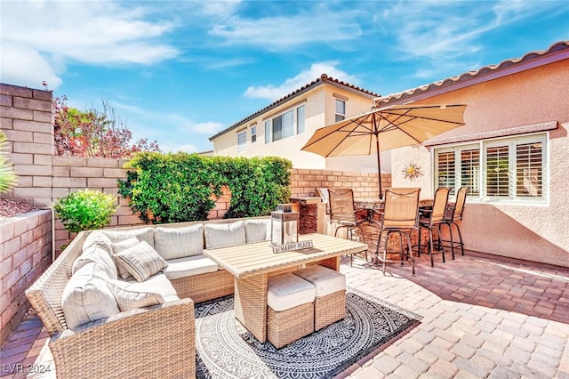 view of patio / terrace with an outdoor hangout area