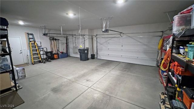 garage with a garage door opener