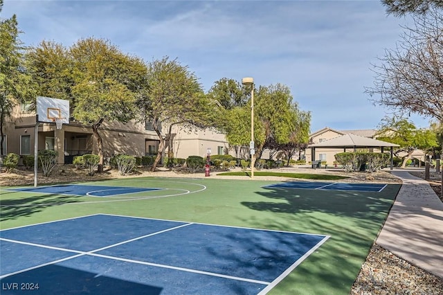 view of basketball court featuring a gazebo