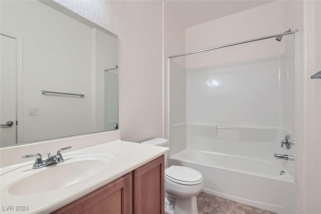 full bathroom featuring vanity, shower / bathtub combination, and toilet