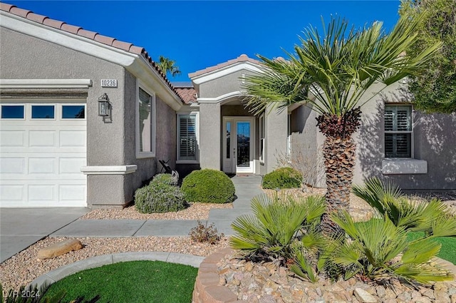 exterior space featuring a garage