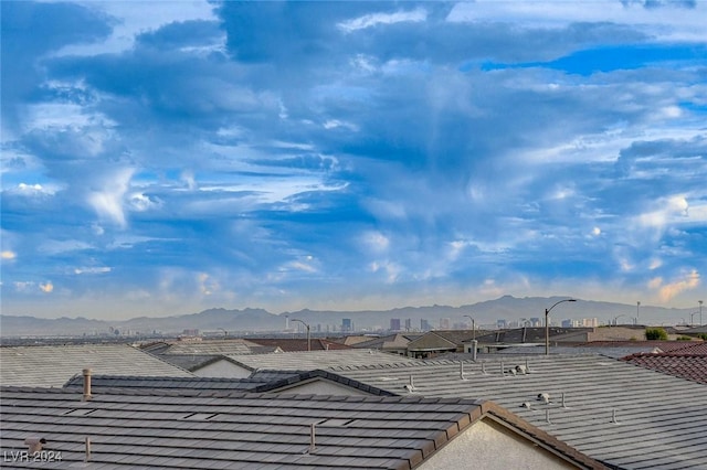 exterior space featuring a mountain view