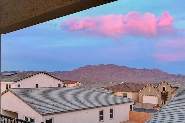 property view of mountains with a residential view