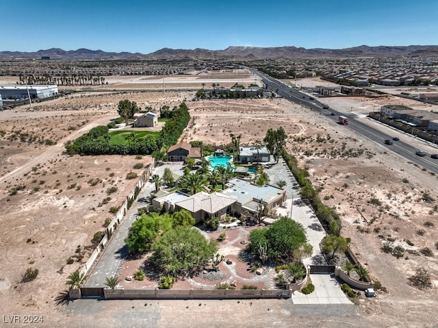 drone / aerial view featuring a mountain view