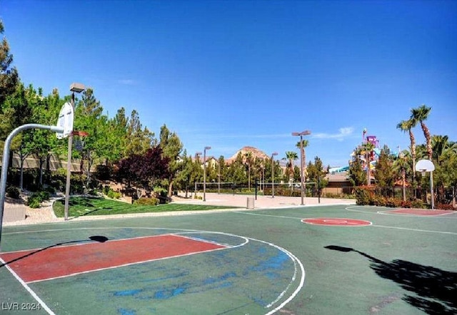 view of basketball court with volleyball court