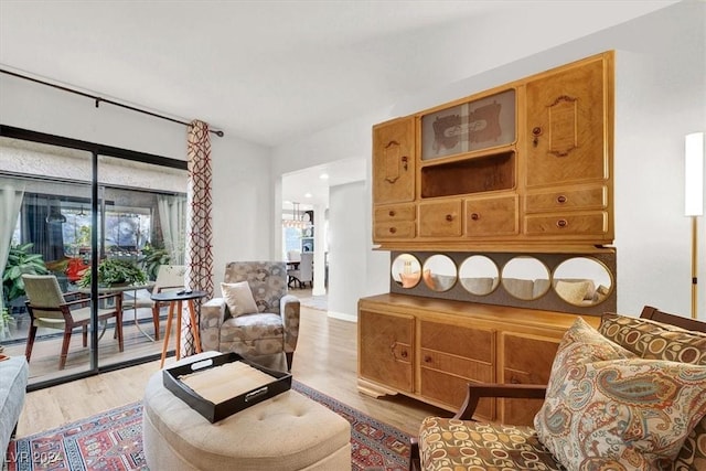 living room with wood-type flooring