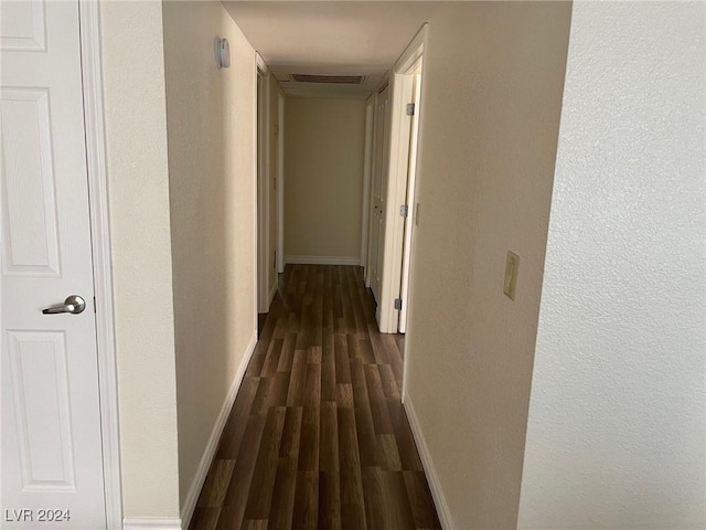 corridor with dark wood-type flooring