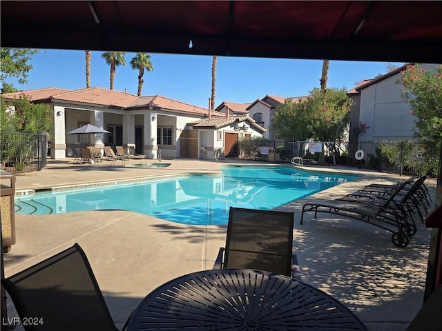 view of pool featuring a patio area