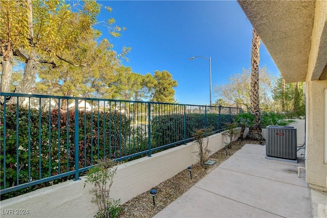 view of patio featuring central AC unit