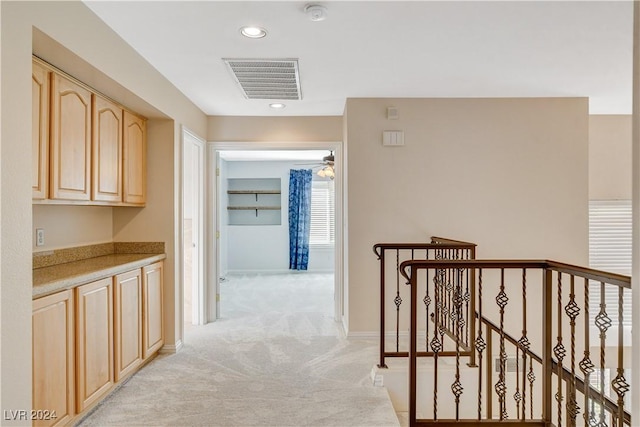 hallway with light carpet