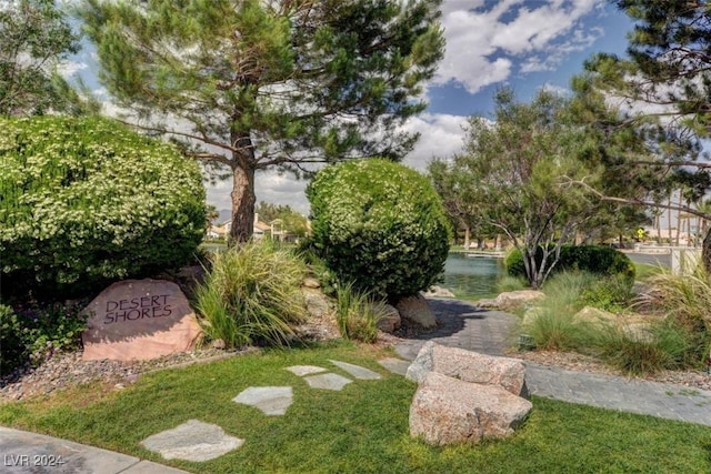 view of yard with a water view