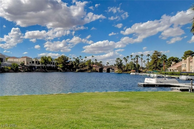 water view with a boat dock