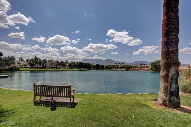 view of water feature with a mountain view