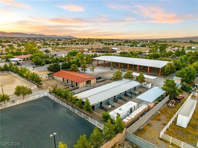 view of aerial view at dusk