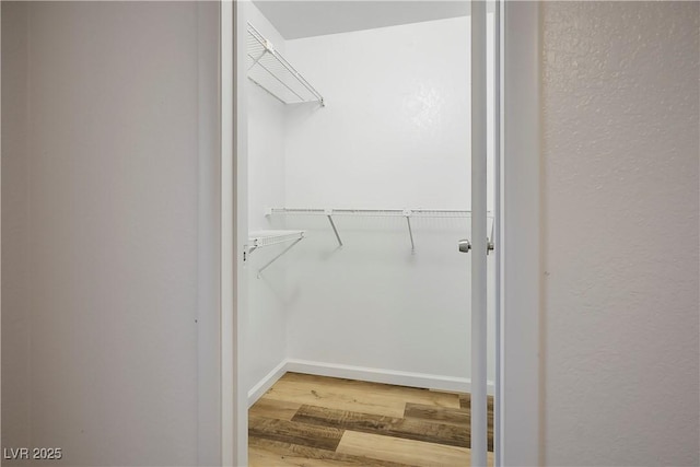 spacious closet featuring hardwood / wood-style flooring