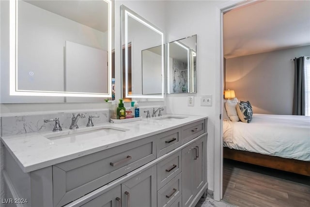 bathroom featuring wood-type flooring and vanity