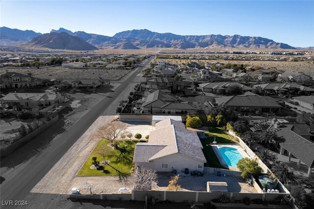 drone / aerial view with a mountain view