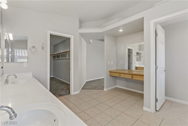 bathroom with vanity and tile patterned floors