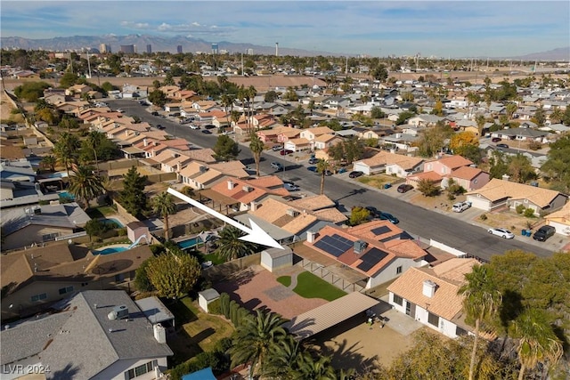 bird's eye view featuring a mountain view