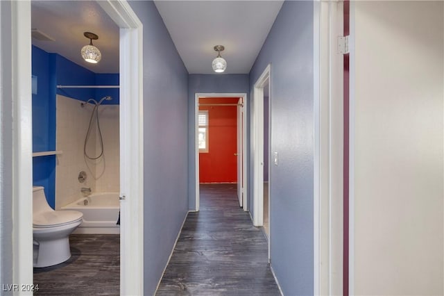 hall featuring dark wood-type flooring