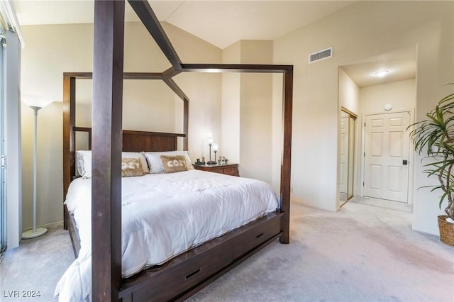 carpeted bedroom with a closet