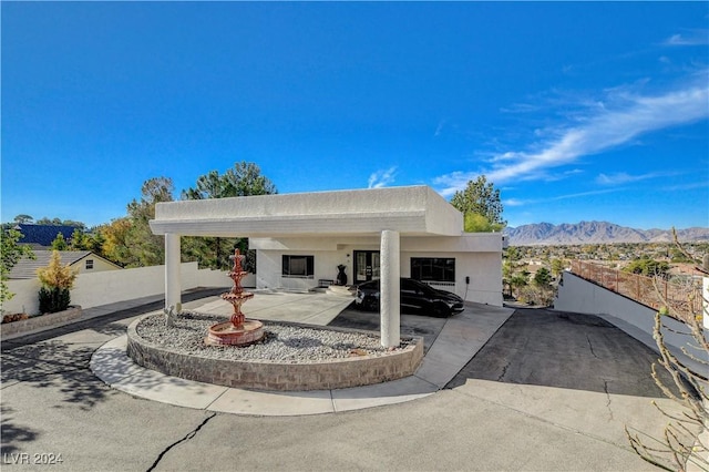 view of patio featuring a mountain view