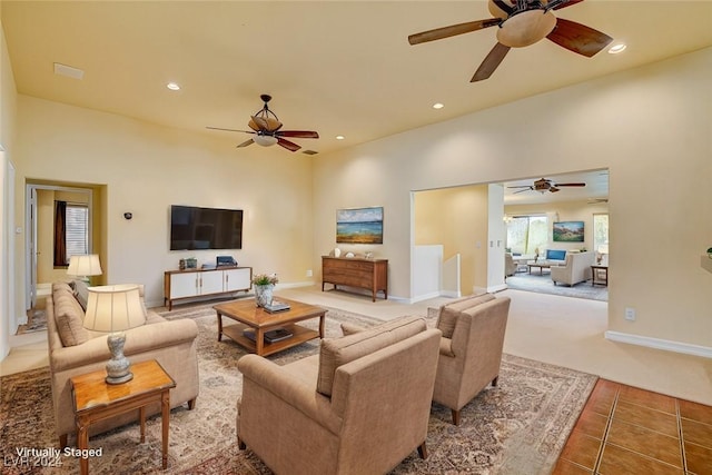 view of tiled living room