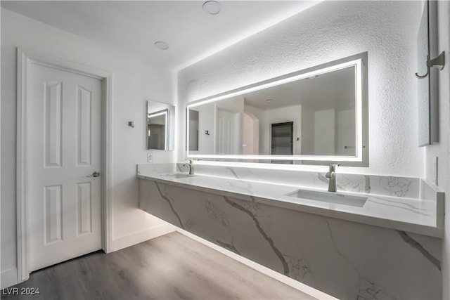 bathroom with hardwood / wood-style flooring and sink