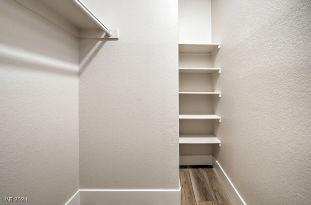 walk in closet with hardwood / wood-style flooring