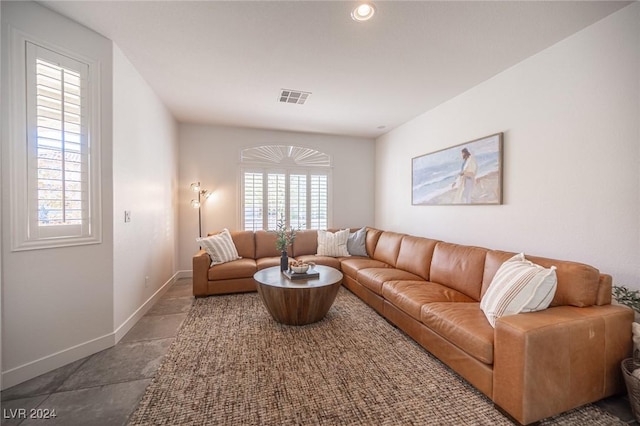 living room featuring a healthy amount of sunlight