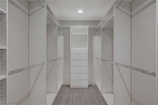 spacious closet featuring light hardwood / wood-style flooring