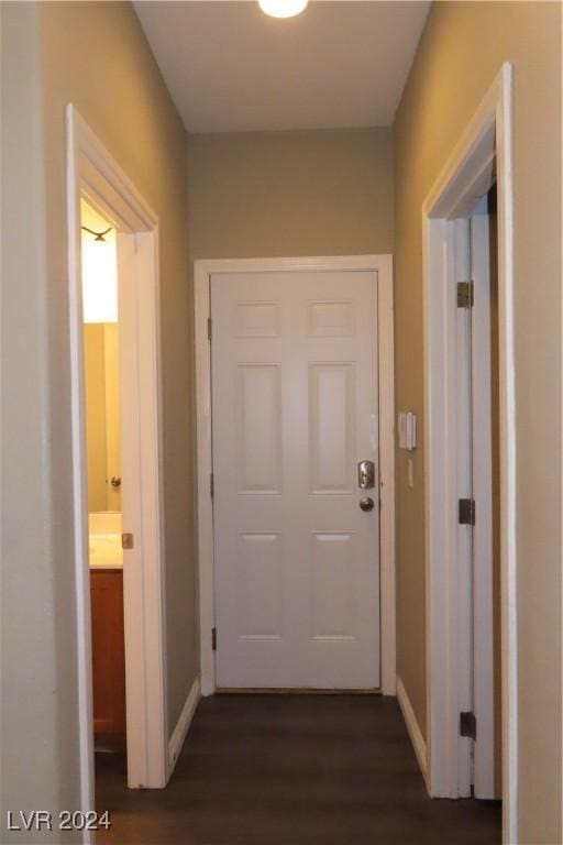 hall featuring dark hardwood / wood-style floors