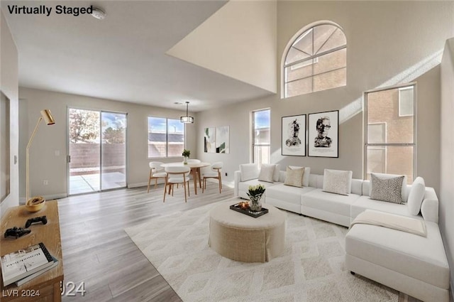 living room featuring light hardwood / wood-style floors