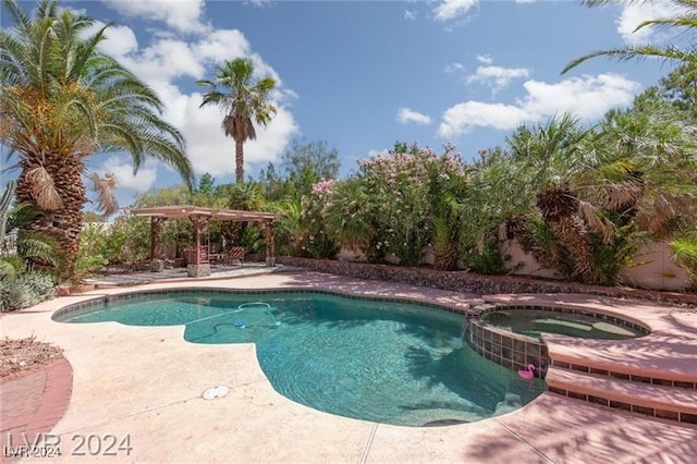 view of pool with an in ground hot tub and a patio