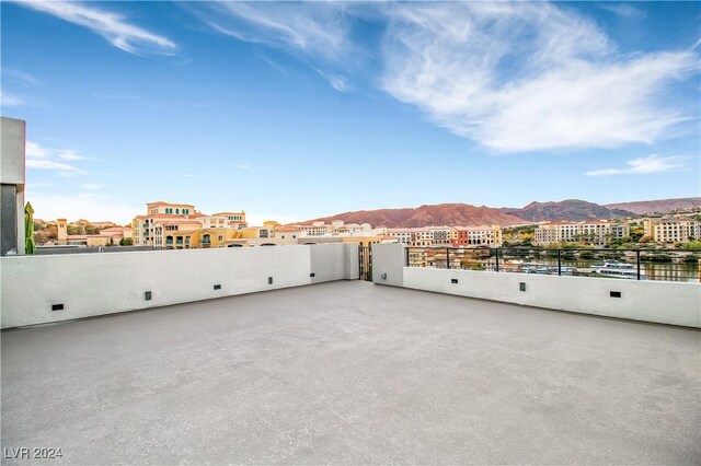 view of patio featuring a mountain view