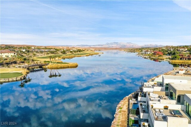 bird's eye view with a water view and a residential view