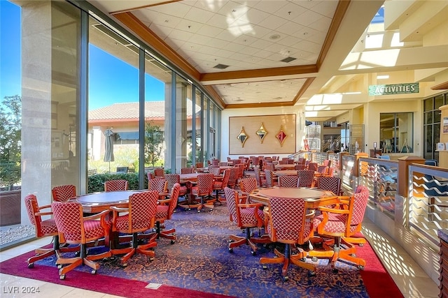 view of tiled dining room