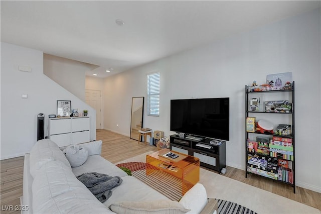 living room featuring light hardwood / wood-style floors