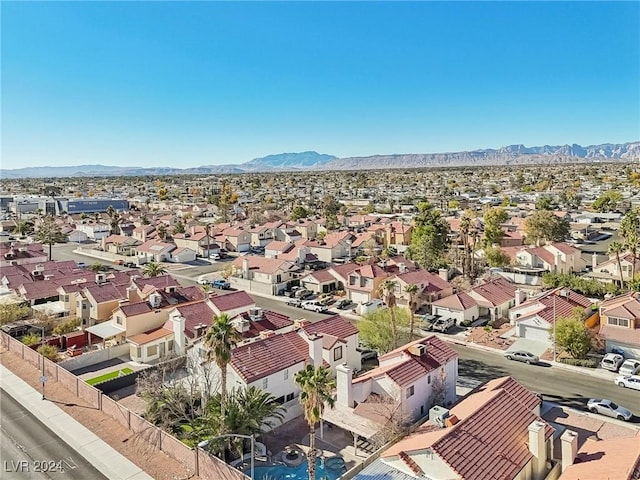 drone / aerial view with a mountain view