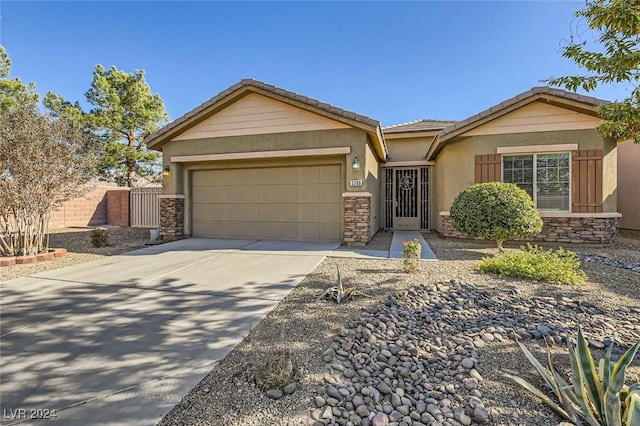 single story home with a garage