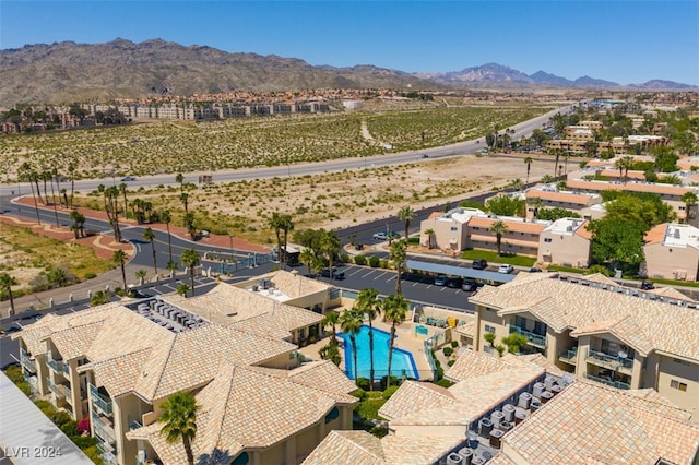 bird's eye view with a mountain view