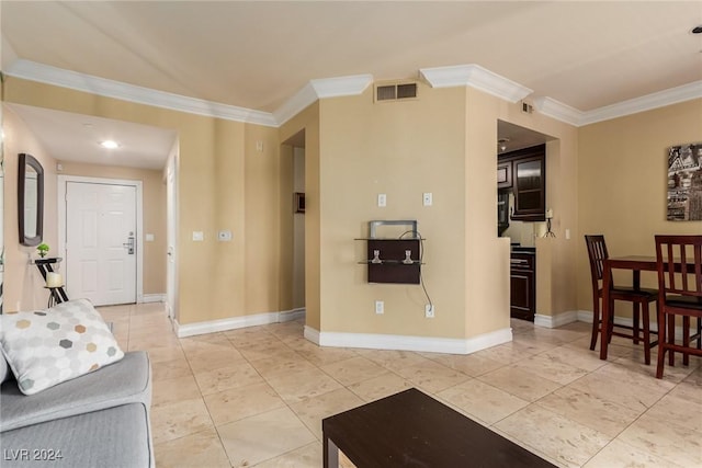 interior space with ornamental molding