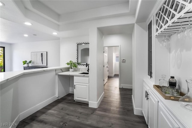 interior space with hardwood / wood-style flooring and sink