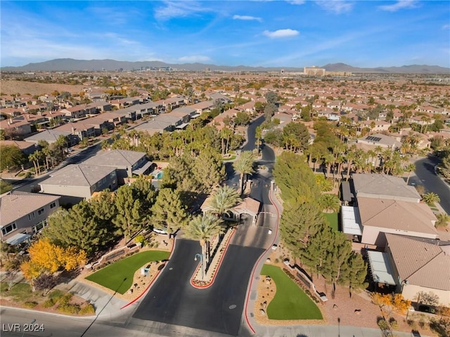 bird's eye view with a mountain view